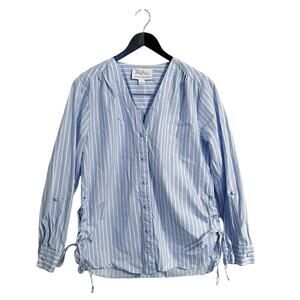 Mare Mare X Anthropologie Blue Striped Henriette Lace up Sides Button Down